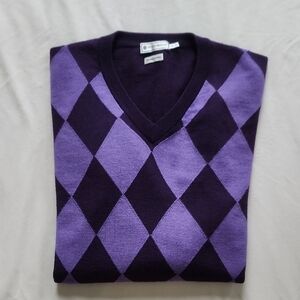 Men's Peter Millar V-Neck Purple Argyle Sweater